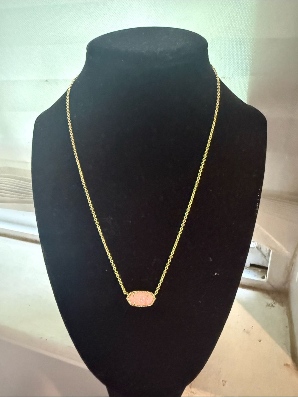 Kendra Scott Gold Chain Necklace with Pink Stone Pendant